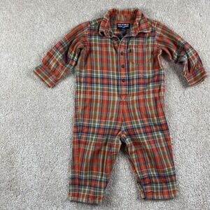 Polo Jeans Co Ralph Lauren Plaid One Piece Pajamas Romper Kids‎ L 12 18 Months